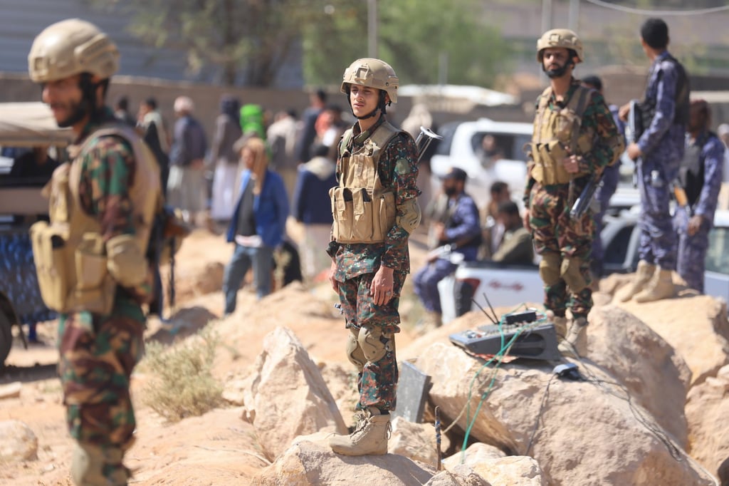 Yemeni soldiers patrol in the country’s largest city Sanaa. The Houthis, an Islamist rebel group, have launched attacks on Israel and US ships in waters around Yemen in solidarity with Palestinians in Gaza. Photo: EPA-EFE Yemeni soldiers patrol in the country’s largest city Sanaa. The Houthis, an Islamist rebel group, have launched attacks on Israel and US ships in waters around Yemen in solidarity with Palestinians in Gaza. Photo: EPA-EFE