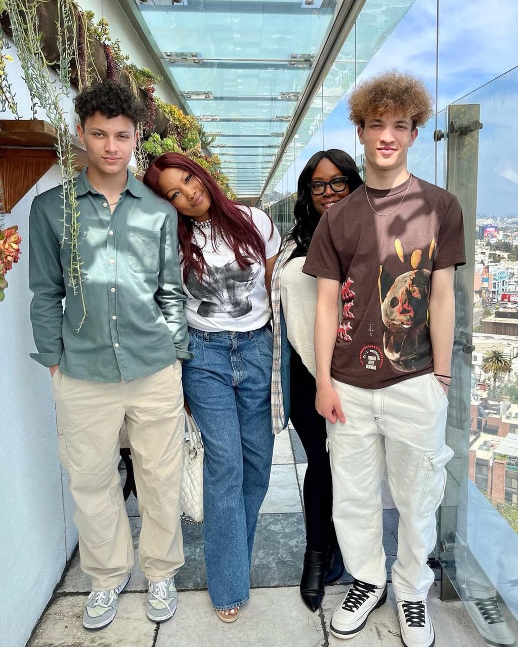 Garcelle Beauvais’ fraternal twin sons Jax, left, and Jaid, right, pictured here with their mum and make-up artist Marie-Flore Beaubien. Photo: @garcelle/Instagram