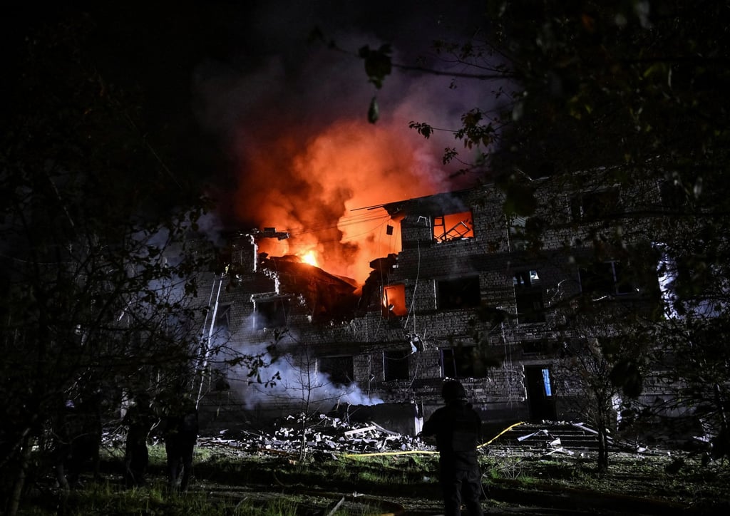 A building in Zaporizhzhia, Ukraine, that was hit by a Russian drone strike. Photo: Reuters