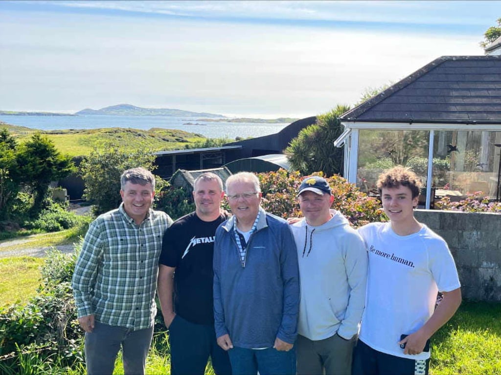 Scott Daley (left) with his family at his grandmother’s ancestral home in Ireland. Photo: heart.org/Scott Daley
