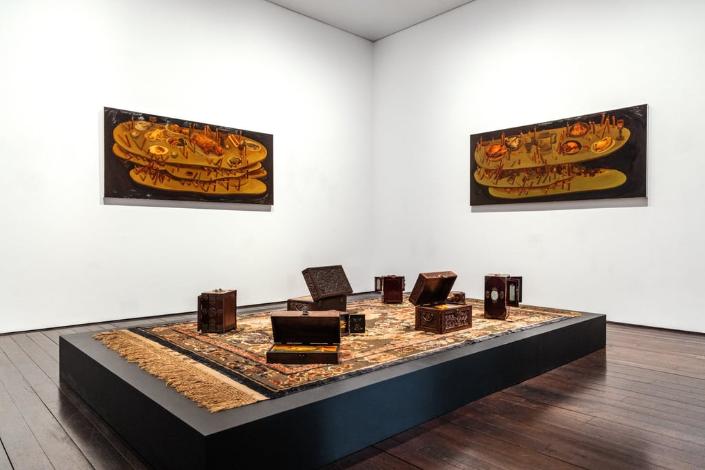 Dominique Fung’s works showcased at her most recent exhibition, “Beneath the Golden Canopy”. Photo: Jocelyn Tam