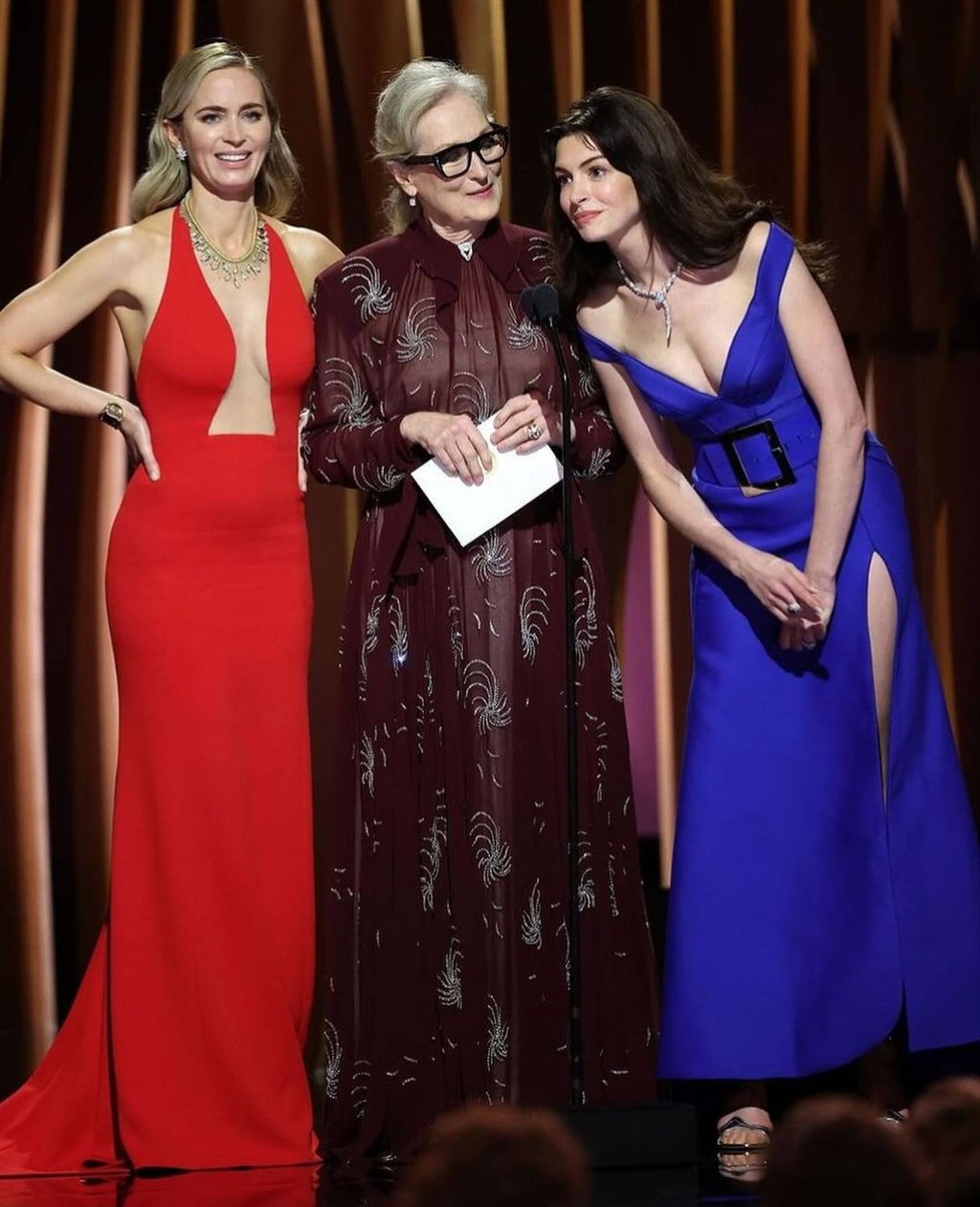 The Devil Wears Prada stars Emily Blunt (left), Meryl Streep and Anne Hathaway at the 2024 Screen Actors Guild Awards. Photo: @rgen.simonsenparis/Instagram The Devil Wears Prada stars Emily Blunt (left), Meryl Streep and Anne Hathaway at the 2024 Screen Actors Guild Awards. Photo: @rgen.simonsenparis/Instagram