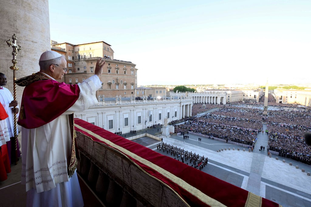 Newly elected Pope Leo appears on the balcony of St Peter’s Basilica at the Vatican. Photo: Vatican Media via Reuters Newly elected Pope Leo appears on the balcony of St Peter’s Basilica at the Vatican. Photo: Vatican Media via Reuters