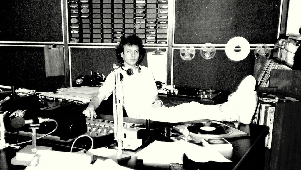 Andrew Bull, aged 19, in the Radio Hong Kong studio in Kowloon Tong. Photo: courtesy Andrew Bull