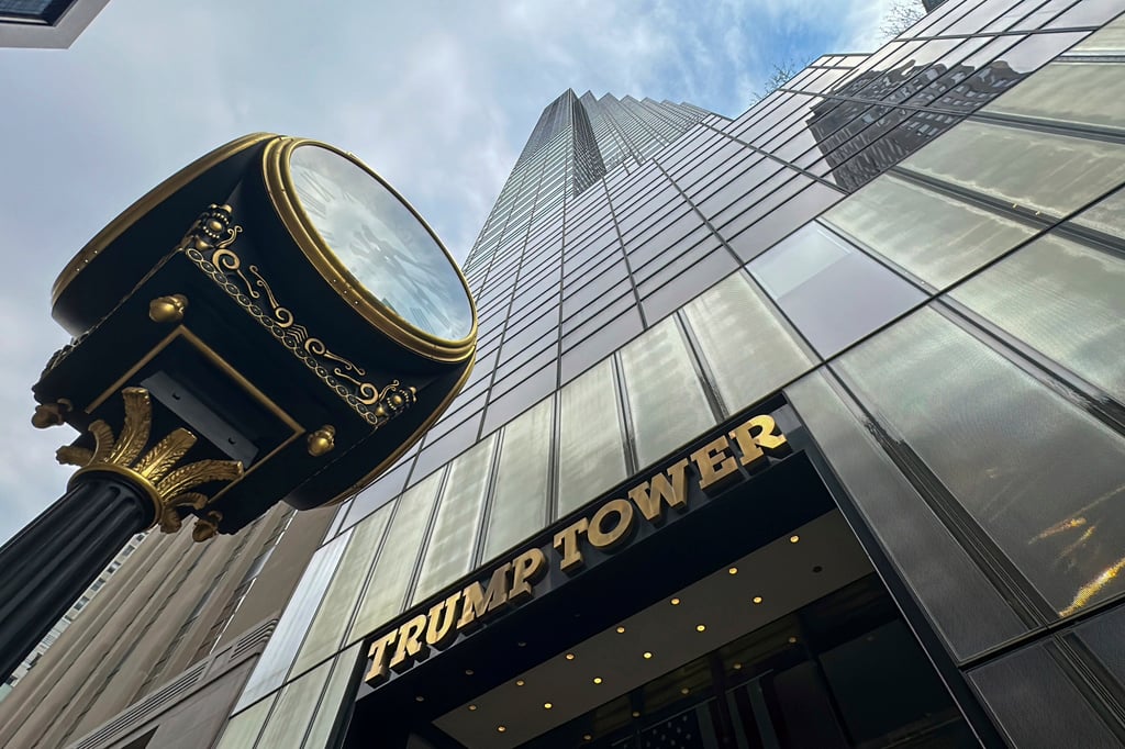 The facade of Trump Tower is shown in New York in March 2024. Photo: AP The facade of Trump Tower is shown in New York in March 2024. Photo: AP
