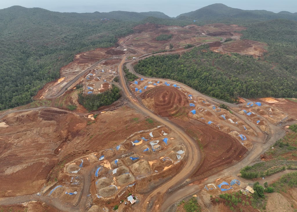 An aerial view of nickel mining in Indonesia’s Raja Ampat Islands. Photo: Auriga Nusantara An aerial view of nickel mining in Indonesia’s Raja Ampat Islands. Photo: Auriga Nusantara