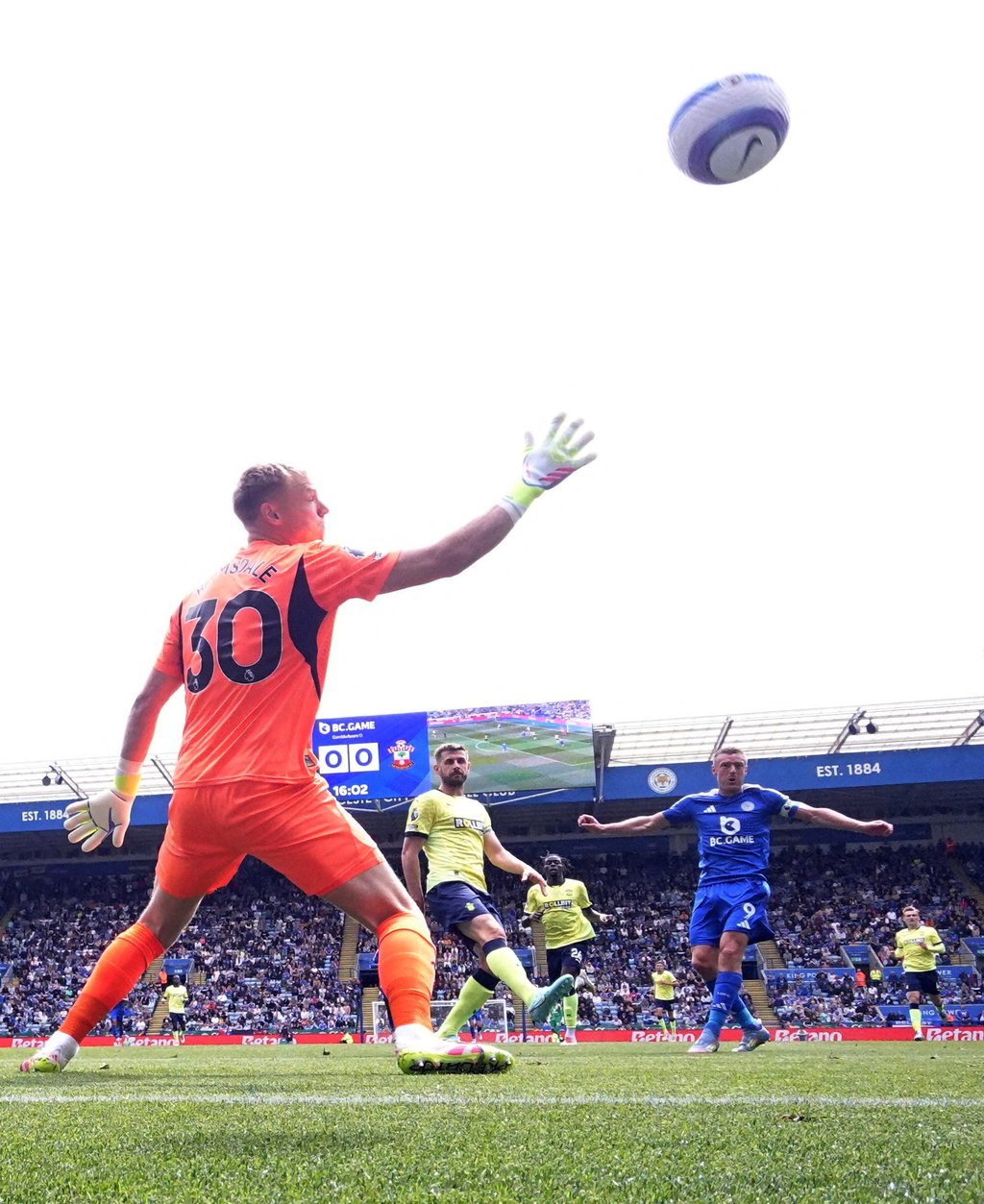 Jamie Vardy scores against Southampton last Saturday. Photo: Action Images via Reuters