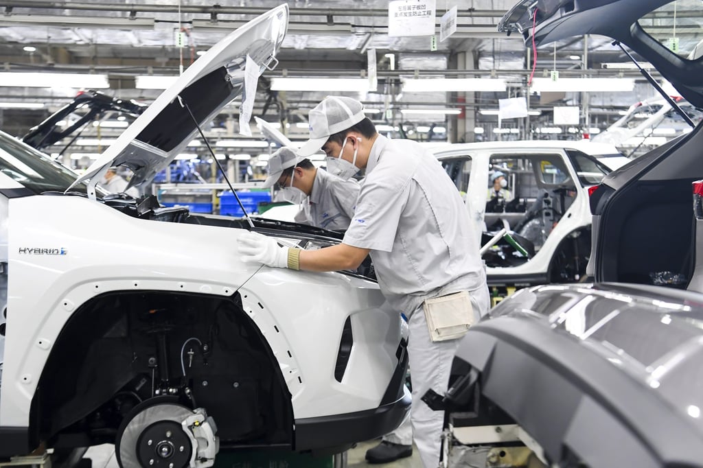 Chinese workers assemble Toyota vehicles at a plant in Changchun, northeast Jilin province. Photo: Costfoto/Future Publishing via Getty Images Chinese workers assemble Toyota vehicles at a plant in Changchun, northeast Jilin province. Photo: Costfoto/Future Publishing via Getty Images