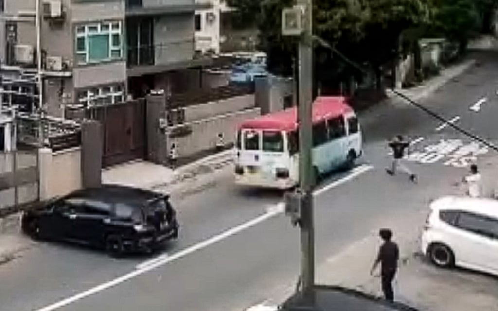 Hong Kong police have said the minibus left the scene via Tai Tong Road, in the direction of Yuen Long. Photo: Handout Hong Kong police have said the minibus left the scene via Tai Tong Road, in the direction of Yuen Long. Photo: Handout