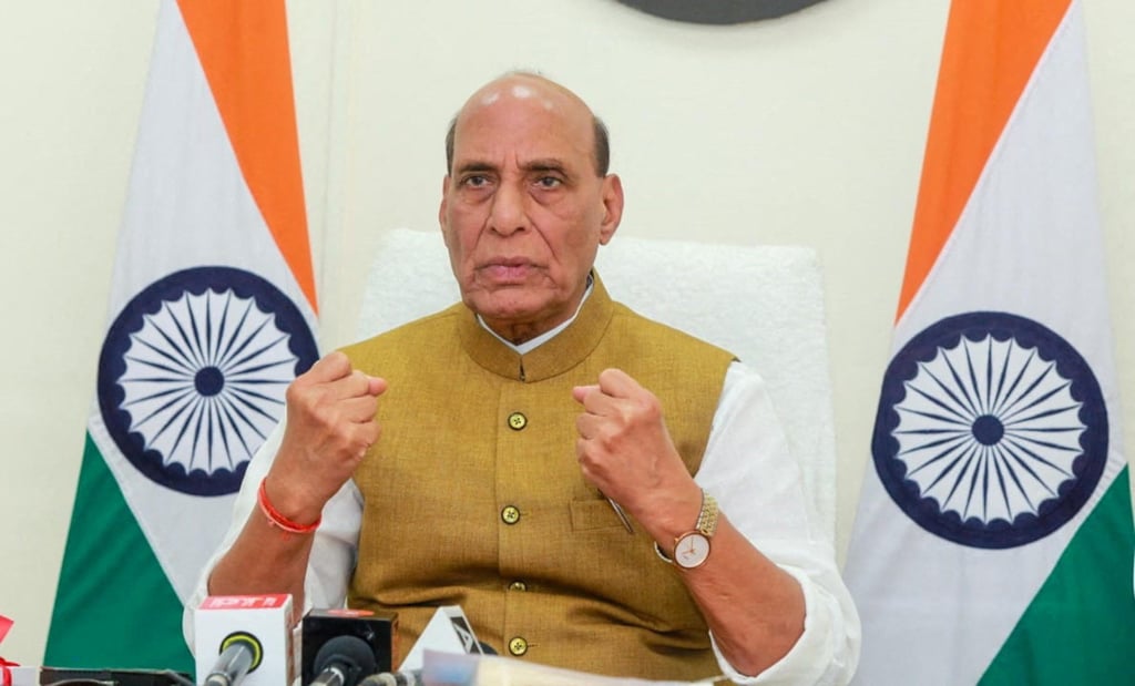 India’s Defence Minister Rajnath Singh speaks after inaugurating the BrahMos Integration and Testing Facility Centre opening in Lucknow, India, on Sunday. Photo: Reuters India’s Defence Minister Rajnath Singh speaks after inaugurating the BrahMos Integration and Testing Facility Centre opening in Lucknow, India, on Sunday. Photo: Reuters