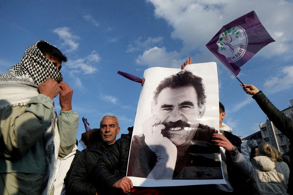 A demonstrator holds a picture of jailed Kurdish militant leader Abdullah Ocalan during a rally in Diyarbakir, Turkey, in February. File photo: Reuters A demonstrator holds a picture of jailed Kurdish militant leader Abdullah Ocalan during a rally in Diyarbakir, Turkey, in February. File photo: Reuters