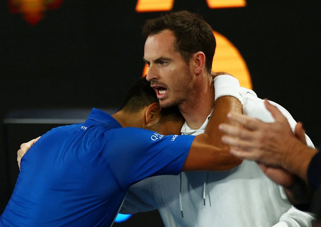 Novak Djokovic (left) with Andy Murray after beating Carlos Alcaraz in Melbourne. Photo: Reuters Novak Djokovic (left) with Andy Murray after beating Carlos Alcaraz in Melbourne. Photo: Reuters