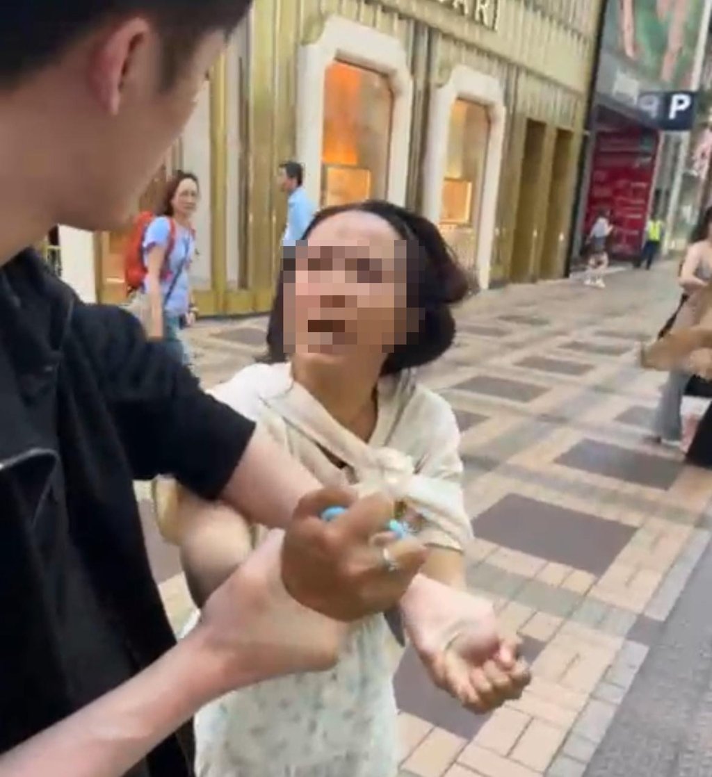 The suspect was briefly restrained by a passer-by, but managed to break free before being subdued by police. Photo: Handout