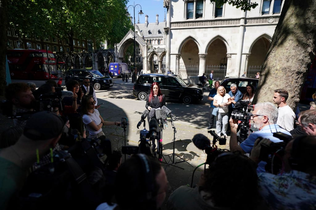 Lawyer Sarah Myatt speaks to the media outside the Royal Courts of Justice in London on Tuesday. Photo: PA via AP Lawyer Sarah Myatt speaks to the media outside the Royal Courts of Justice in London on Tuesday. Photo: PA via AP