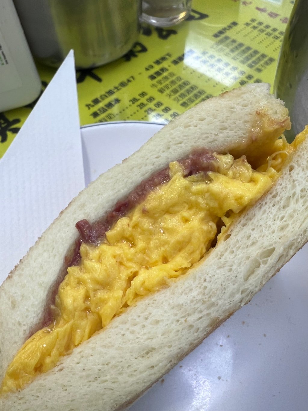 An egg and corned beef sandwich at Australia Dairy Company in Jordan, Hong Kong. Photo: Joseph André