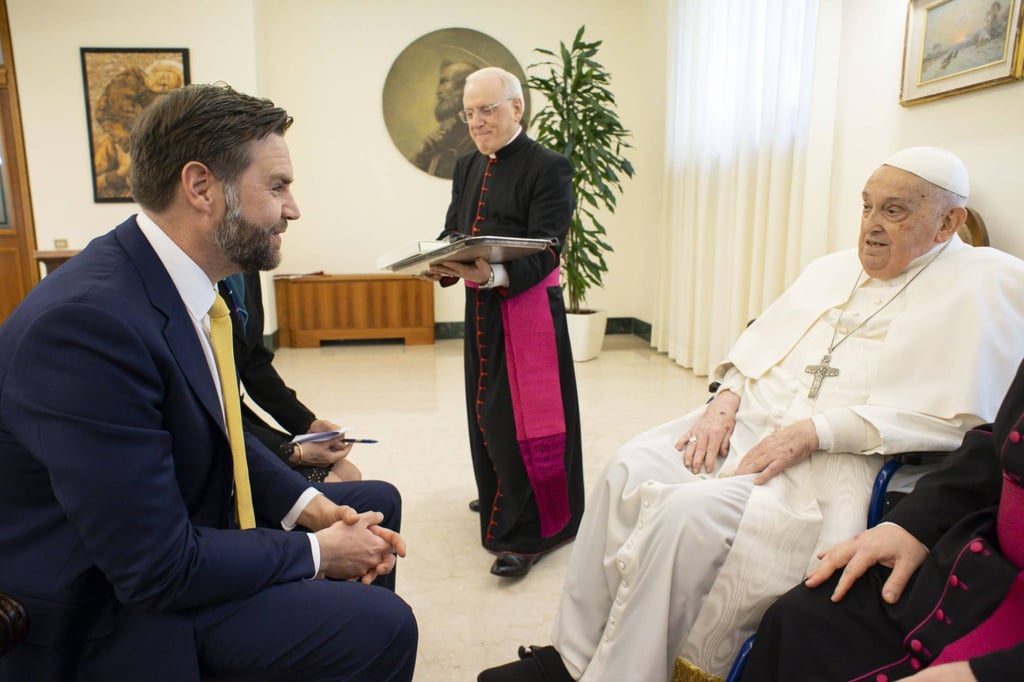 Pope Francis meets US Vice-President J.D. Vance at The Vatican on Easter Sunday. Photo: Vatican Media Pope Francis meets US Vice-President J.D. Vance at The Vatican on Easter Sunday. Photo: Vatican Media