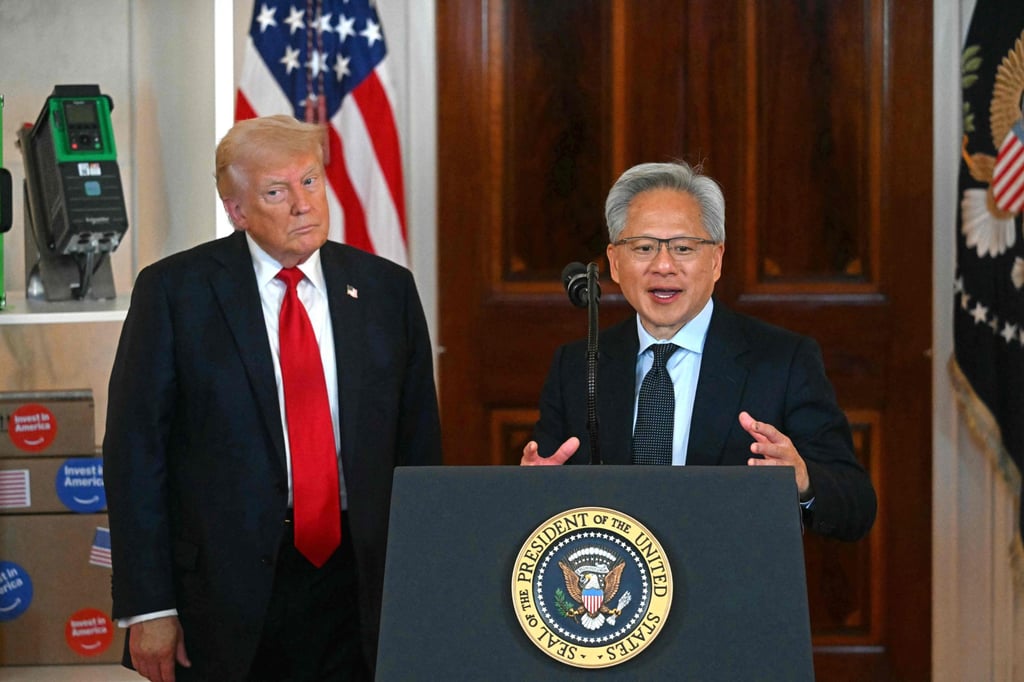 US President Donald Trump and Nvidia CEO Jensen Huang at the White House on April 30. Photo: AFP US President Donald Trump and Nvidia CEO Jensen Huang at the White House on April 30. Photo: AFP