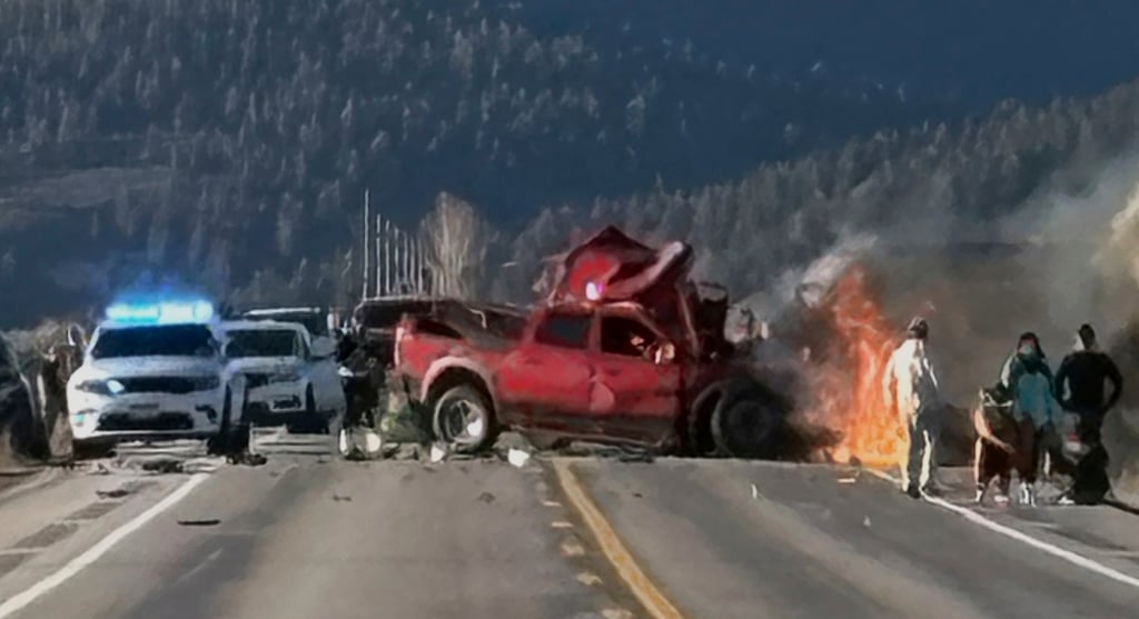 The driver of the pickup truck also died in the crash at Henry’s Lake State Park in eastern Idaho on May 1. Photo: AP The driver of the pickup truck also died in the crash at Henry’s Lake State Park in eastern Idaho on May 1. Photo: AP