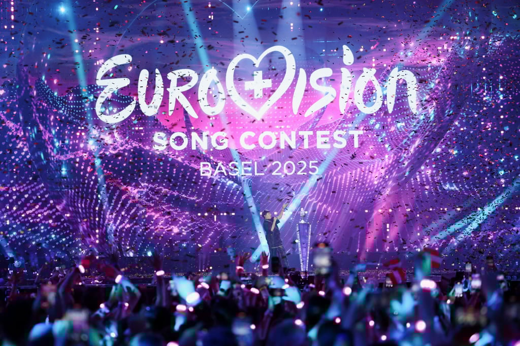 JJ, representing Austria, performs “Wasted Love” during the Eurovision grand final in Basel, Switzerland, on Saturday. Photo: Reuters JJ, representing Austria, performs “Wasted Love” during the Eurovision grand final in Basel, Switzerland, on Saturday. Photo: Reuters