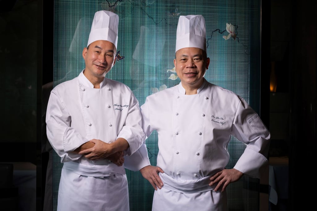 The restaurant’s culinary philosophy is expertly embodied by head chef Cheng Man Sang (left) and executive chef Lau Yiu Fai. The restaurant’s culinary philosophy is expertly embodied by head chef Cheng Man Sang (left) and executive chef Lau Yiu Fai.