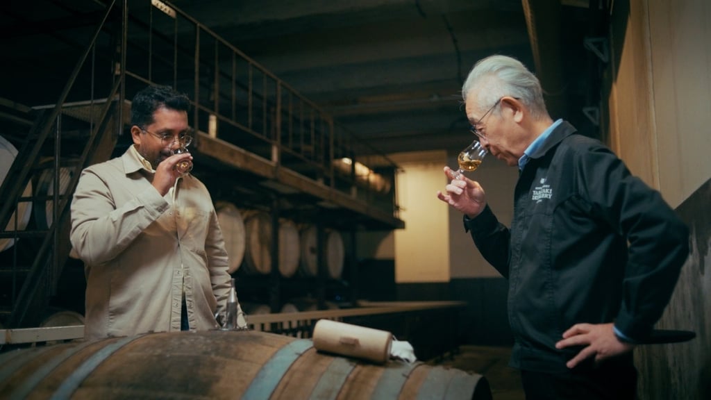 Ryan Chetiyawardana, host of Mr Lyan’s Taste Trips, samples a dram of whisky with Yamazaki Distillery’s master blender Shinji Fukuyo. Photo: Mr Lyan’s Taste Trips Ryan Chetiyawardana, host of Mr Lyan’s Taste Trips, samples a dram of whisky with Yamazaki Distillery’s master blender Shinji Fukuyo. Photo: Mr Lyan’s Taste Trips