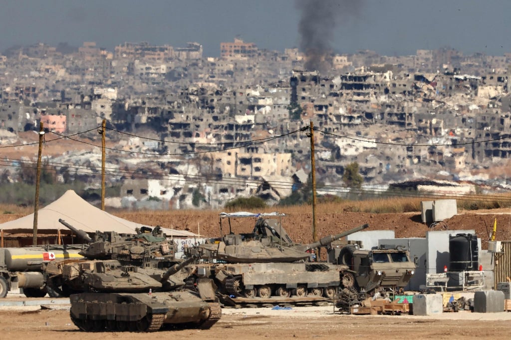 Israeli troops at a position by Israel’s border with the Gaza Strip. Photo: AFP