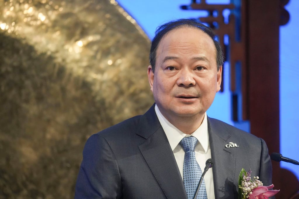 Robin Zeng Yuqun, CATL’s founder and chairman, at the company’s listing ceremony in Hong Kong on Tuesday. Photo: Sun Yeung Robin Zeng Yuqun, CATL’s founder and chairman, at the company’s listing ceremony in Hong Kong on Tuesday. Photo: Sun Yeung