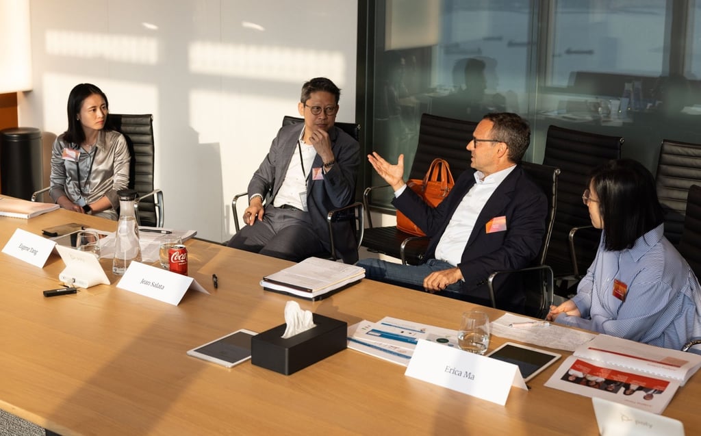 Four members of the panel of jurors – from left, Joyce Li, Eugene Tang, Jean Eric Salata and Erica Ma – discuss the merits of the top five pitches that will move onto the public vote to compete for a place in this year’s grand finale. Four members of the panel of jurors – from left, Joyce Li, Eugene Tang, Jean Eric Salata and Erica Ma – discuss the merits of the top five pitches that will move onto the public vote to compete for a place in this year’s grand finale.