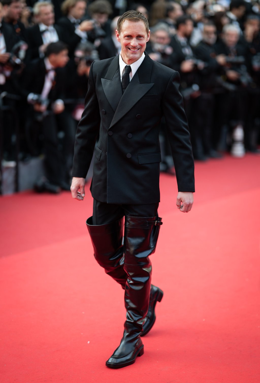 Alexander Skarsgård on the red carpet for The Phoenician Scheme at the Cannes Film Festival this month. Photo: WireImage Alexander Skarsgård on the red carpet for The Phoenician Scheme at the Cannes Film Festival this month. Photo: WireImage