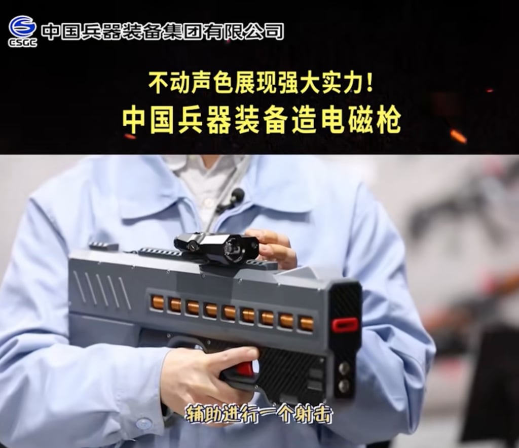 Recent footage of the Chinese electromagnetic coil gun, which can fire 3,000 rounds per minute, shows it can shatter car windows and demolish door panels in seconds. Photo: douyin Recent footage of the Chinese electromagnetic coil gun, which can fire 3,000 rounds per minute, shows it can shatter car windows and demolish door panels in seconds. Photo: douyin