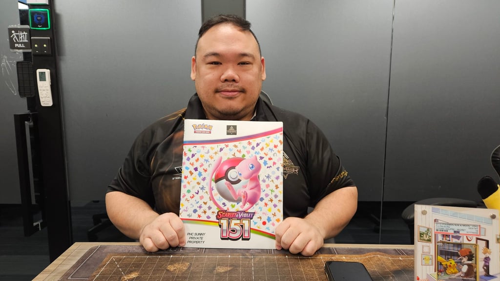 Sunny Ma, chief executive of Premier Hobby Collective, a trading card store in Hong Kong’s Kowloon Bay neighbourhood. Photo: Leopold Chen Sunny Ma, chief executive of Premier Hobby Collective, a trading card store in Hong Kong’s Kowloon Bay neighbourhood. Photo: Leopold Chen