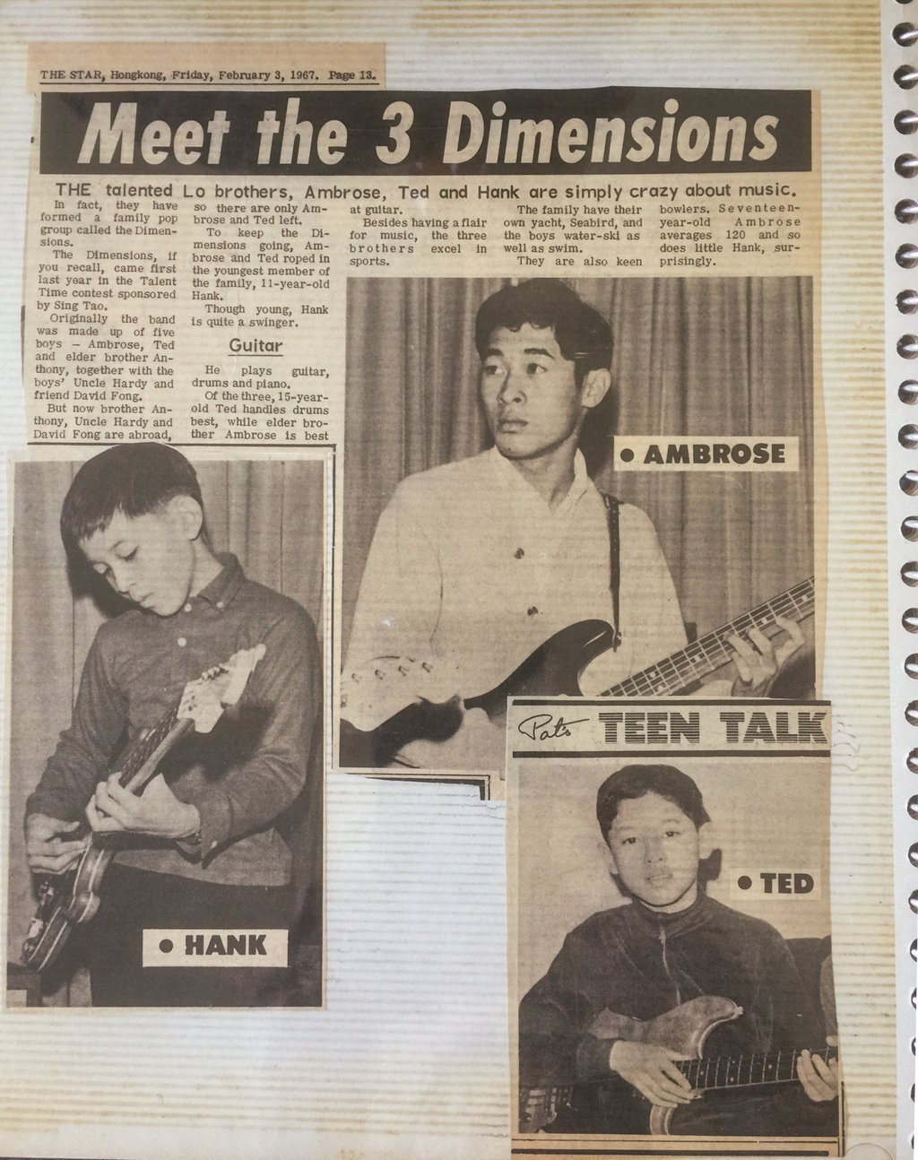In the 1960s, Ted Lo played in family band The Dimensions alongside his brothers Tony, Ambrose, Hank, uncle Hardy Chan and friend David Fang. Photo: courtesy Ted Lo