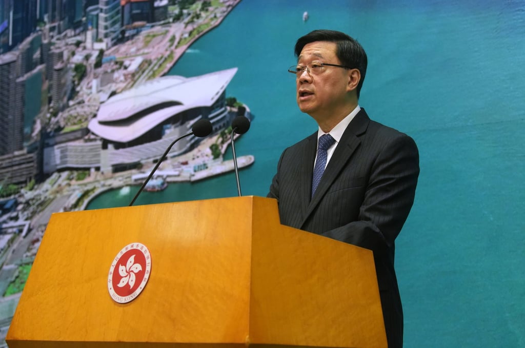 Hong Kong Chief Executive John Lee Ka-chiu speaks to the media at the Central Government Offices, before the Executive Council meeting on May 20, 2025. Photo: Sun Yeung Hong Kong Chief Executive John Lee Ka-chiu speaks to the media at the Central Government Offices, before the Executive Council meeting on May 20, 2025. Photo: Sun Yeung