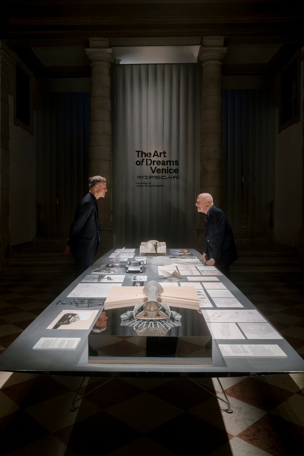 Porsche chief designer Michael Mauer (left) and Norman Foster at the Venice Biennale of Architecture. Photo: Andrea Pugiotto