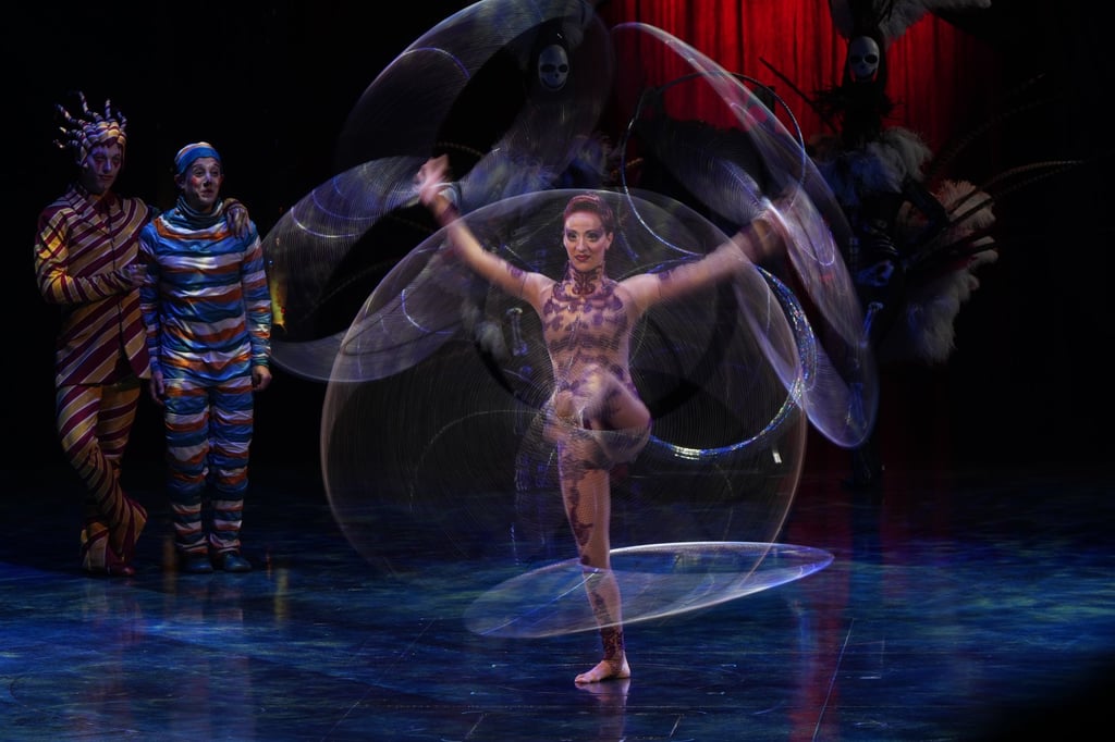Sante D’Amours Fortunato performs a hoop manipulation routine from Kooza. Photo: Sam Tsang