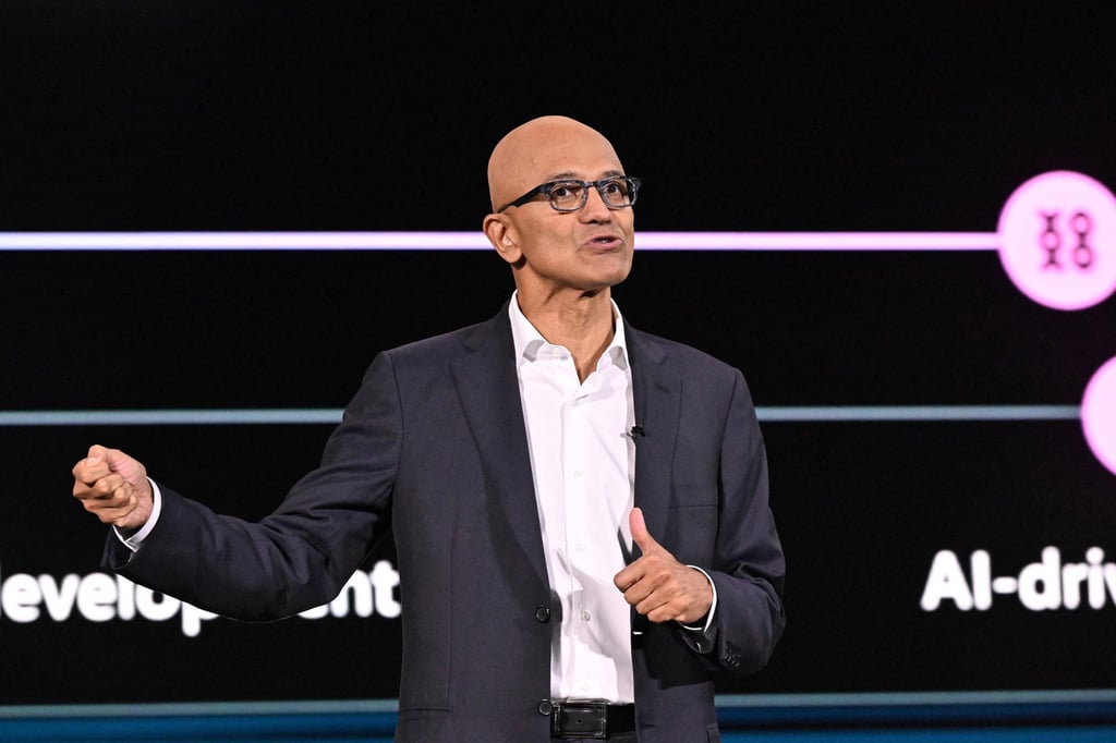 Microsoft CEO Satya Nadella during an event in Jakarta in April 2024. Microsoft has invested US$1.7 billion to enhance Indonesia’s cloud and AI infrastructure. Photo: TNS