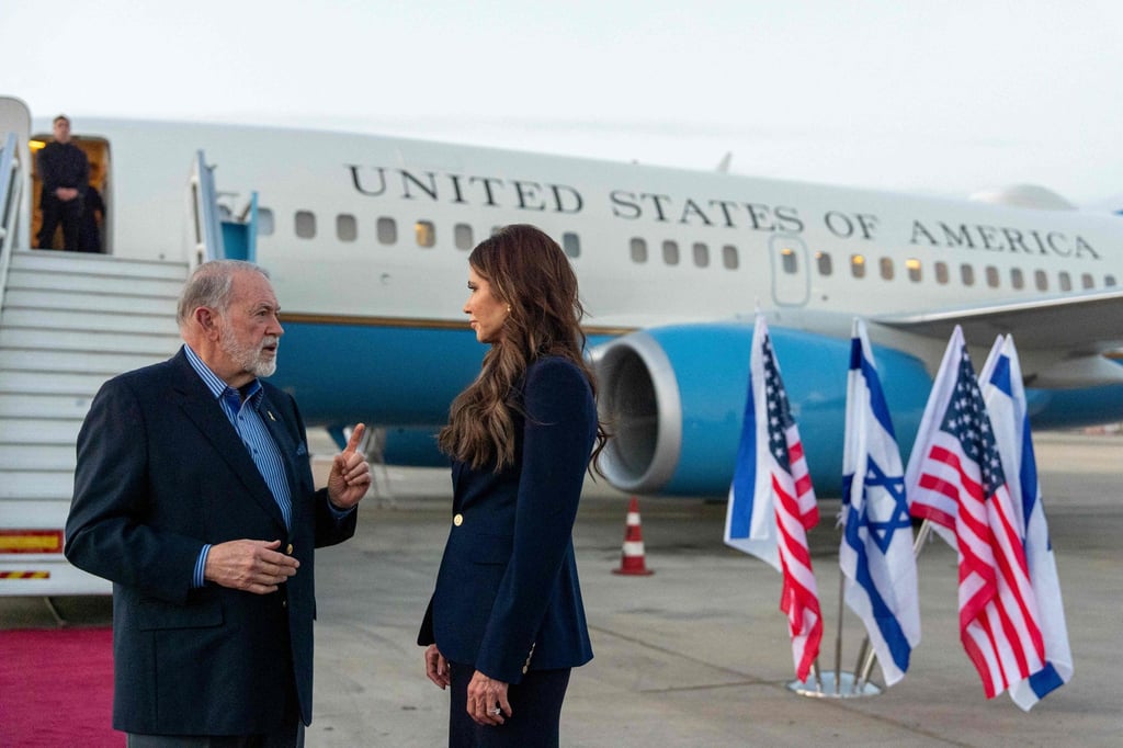 US Homeland Security Secretary Kristi Noem and US ambassador to Israel Mike Huckabee in Tel Aviv. Photo: AFP US Homeland Security Secretary Kristi Noem and US ambassador to Israel Mike Huckabee in Tel Aviv. Photo: AFP
