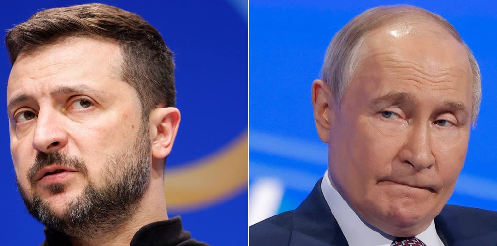 Tổng thống Ukraine Volodymyr Zelensky và Tổng thống Nga Vladimir Putin. Ảnh hồ sơ: AFP