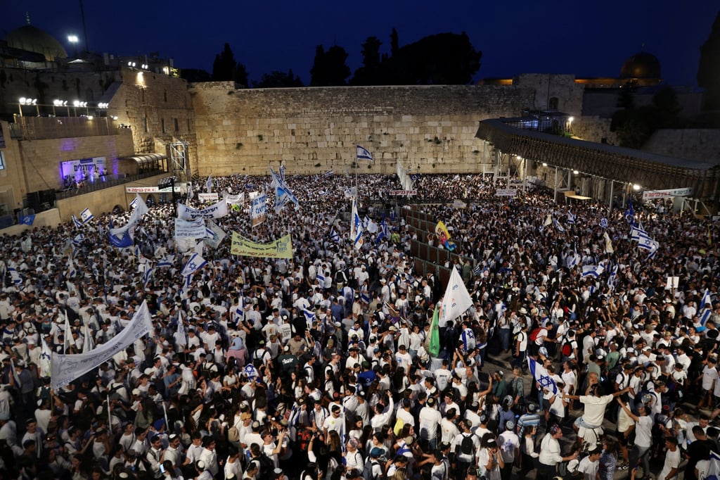 People gather to mark Jerusalem Day, near the Western Wall. Photo: Reuters