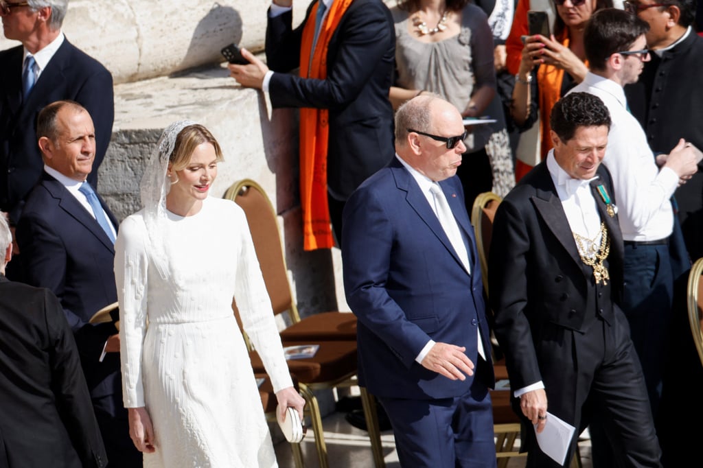 Monaco’s Prince Albert and Princess Charlene arrive for the inaugural mass of Pope Leo XIV. Photo: Reuters Monaco’s Prince Albert and Princess Charlene arrive for the inaugural mass of Pope Leo XIV. Photo: Reuters