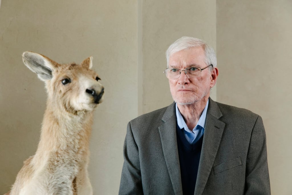 Ken Ham poses with an animal model at the Ark Encounter. Photo: AP Ken Ham poses with an animal model at the Ark Encounter. Photo: AP