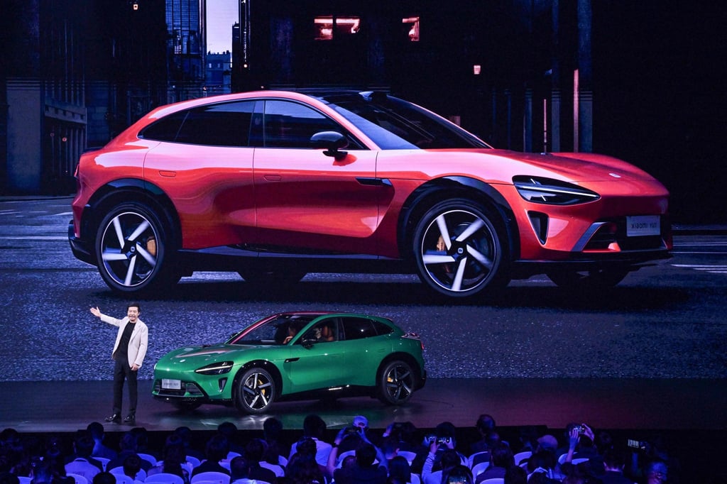 Lei Jun, co-founder and CEO of Xiaomi, speaks during the launch of the Xiaomi YU7 SUV car in Beijing on May 22, 2025. Photo: AFP