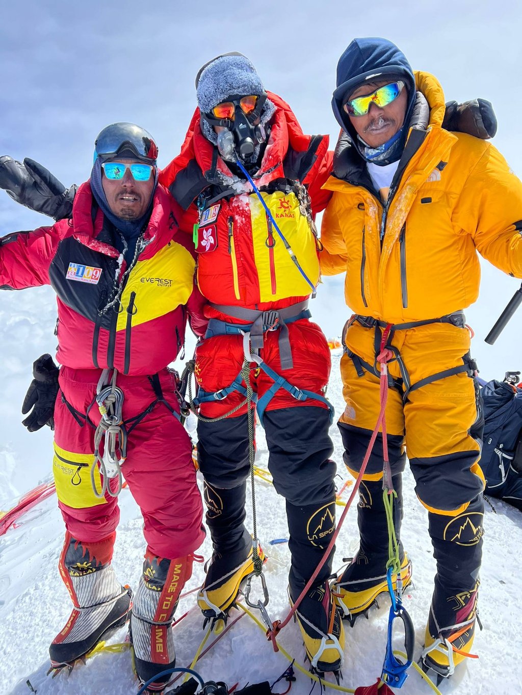 Raj Gurung (centre) with his two Sherpa guides during his trek to the summit of Mount Everest. Photo: Dreamers Destination Treks & Expedition Raj Gurung (centre) with his two Sherpa guides during his trek to the summit of Mount Everest. Photo: Dreamers Destination Treks & Expedition