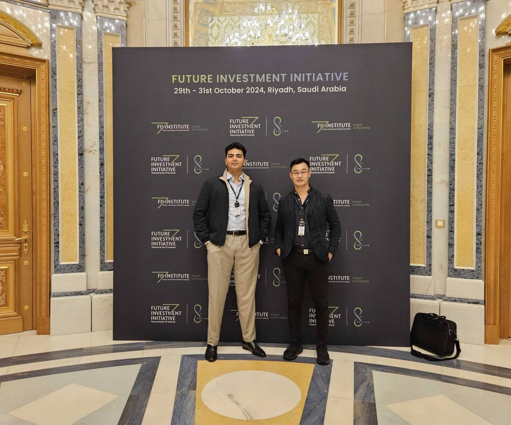 Muhammad Saad Shahid Anwel (left) and Henry Wong, Kodifly’s CEO and co-founder, attend last October’s Future Investment Initiative Conference in Riyadh, Saudi Arabia. Muhammad Saad Shahid Anwel (left) and Henry Wong, Kodifly’s CEO and co-founder, attend last October’s Future Investment Initiative Conference in Riyadh, Saudi Arabia.