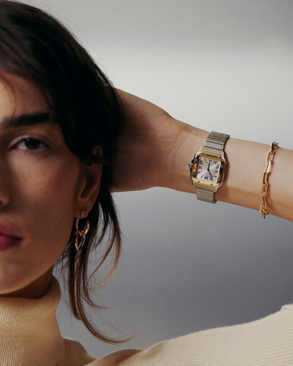 The Santos de Cartier small model in yellow gold and steel. Photo: Handout The Santos de Cartier small model in yellow gold and steel. Photo: Handout