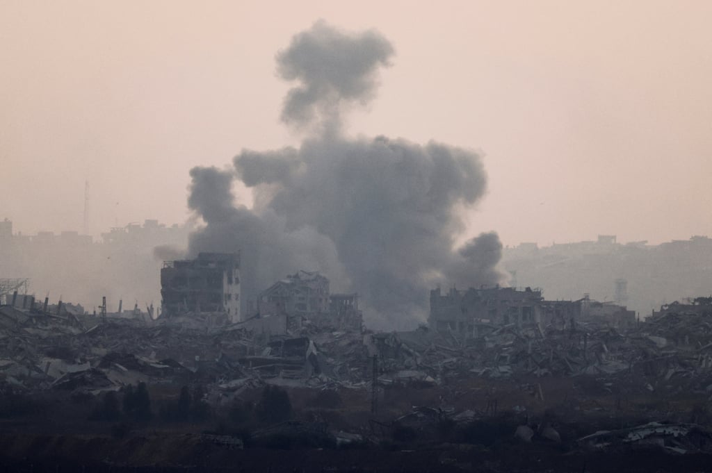 Smoke rises from Gaza after an explosion. Photo: Reuters