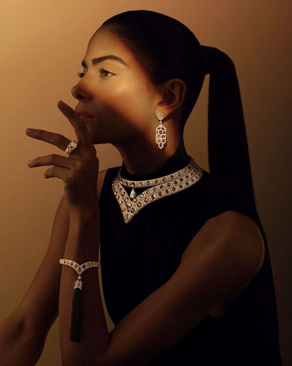 Jewellery from the De Beers Forces of Nature collection’s Dignity set. Photo: Handout