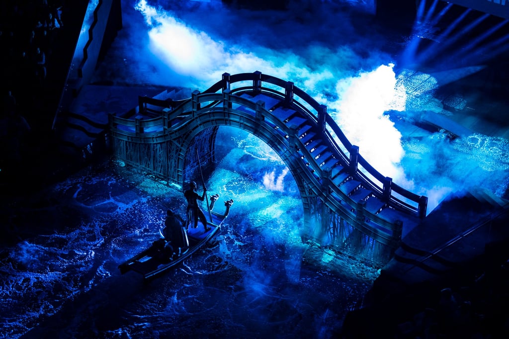 The show features a pool holding 3.7 million gallons of water, more than five times that of an Olympic-sized swimming pool. Photo: The House of Dancing Water