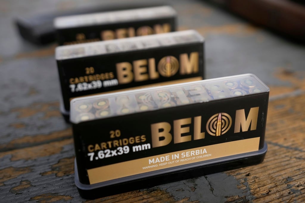 Boxes of ammunition for the AK-47, popularly known as ‘Kalashnikov’. File photo: AP