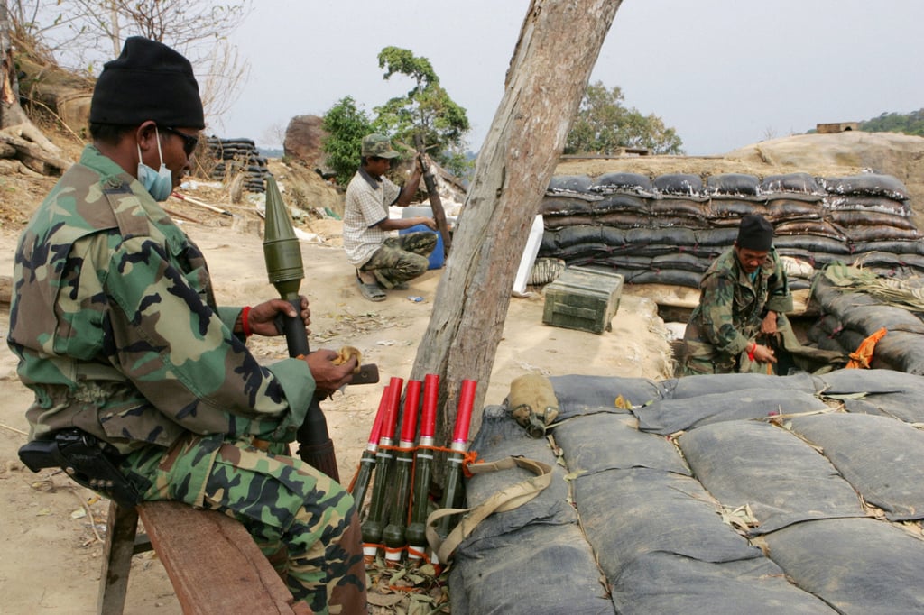 Cambodian soldiers check their weapons near Preah Vihear temple, a World Heritage site, in northern Cambodia in February 2011. Photo: Kyodo News Stills via Getty Images Cambodian soldiers check their weapons near Preah Vihear temple, a World Heritage site, in northern Cambodia in February 2011. Photo: Kyodo News Stills via Getty Images